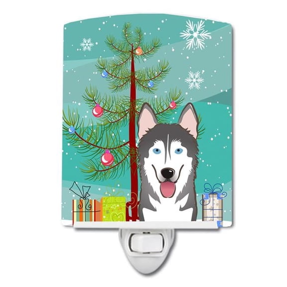 Christmas Tree & Alaskan Malamute Ceramic Night Light