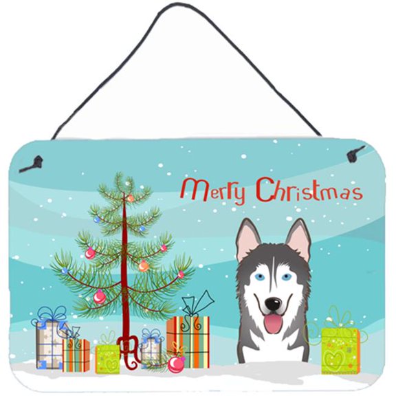 Christmas Tree & Alaskan Malamute Wall or Door Hanging Prints