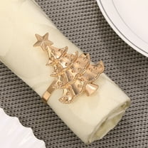 Christmas Tree Alloy Napkin Rings - Festive Metal Craft Napkin Rings with Tray, Fine Workmanship Holiday Napkin Holders, Christmas Themed Napkin Rings for Dinner Table Decor