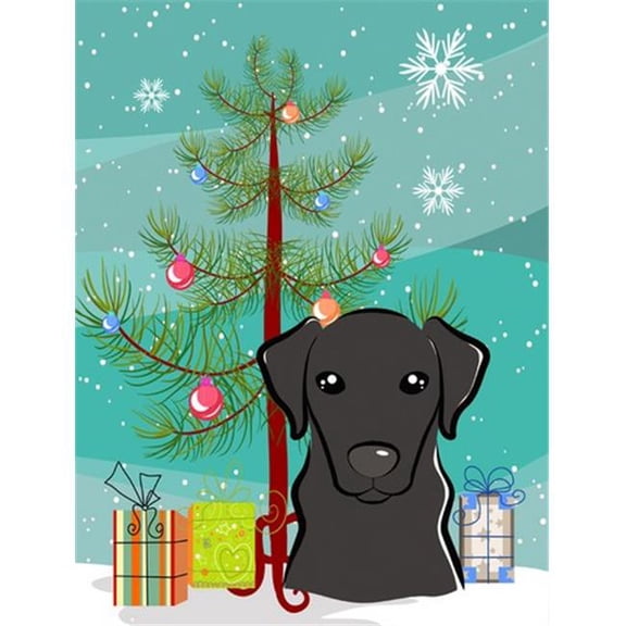 Christmas Tree And Black Labrador Flag Garden Size