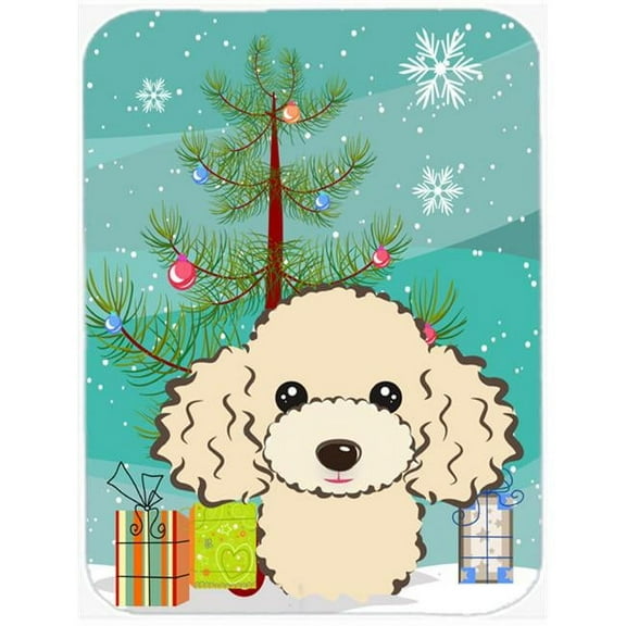 Christmas Tree And Buff Poodle Mouse Pad, Hot Pad & Trivet