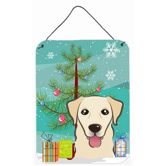 Christmas Tree And Golden Retriever Wall and Door Hanging Prints