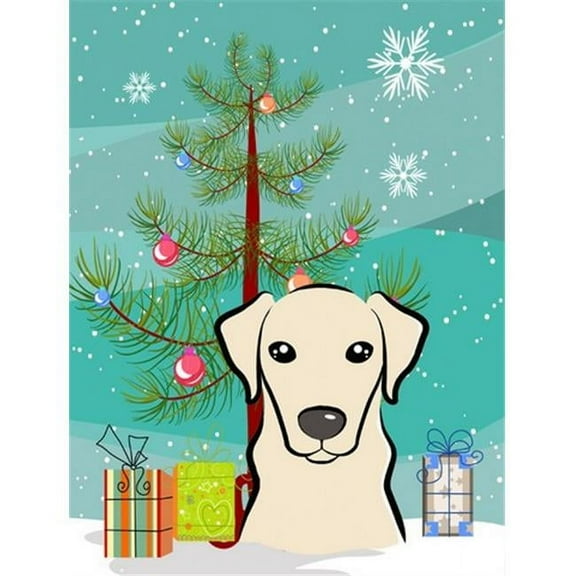 Christmas Tree And Yellow Labrador Flag Garden Size