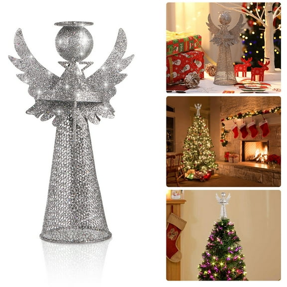 UKCOCO Treetop Angels Christmas Tree Topper Angel Iron 1Pack Silver