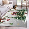 thumbnail image 1 of Christmas Tree Area Rugs 4'x6', Washable Small Throw Rugs for Office Bathroom, Grey Retro Winter Ball Berry Snowflakes Indoor Outdoor Rug Non-Slip Low Pile Carpet Runner Reversible Floor Mats, 1 of 8