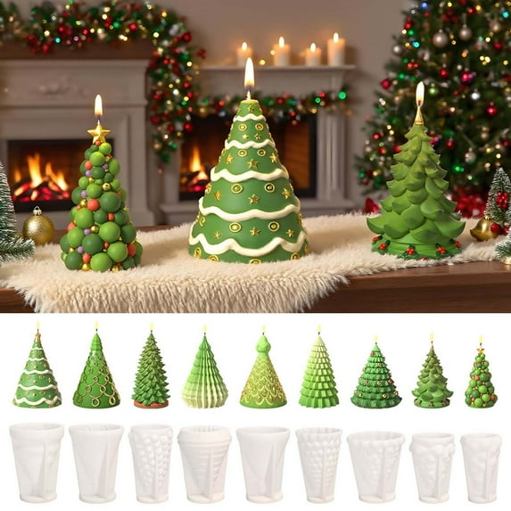 Christmas Tree Aromatherapy Candle Gypsum Mould - DIY Christmas Decoration Mould for Making Tree-Shaped Candles & Gypsum Ornaments, Home Holiday Craft Tool, 2.48*3.94in, E