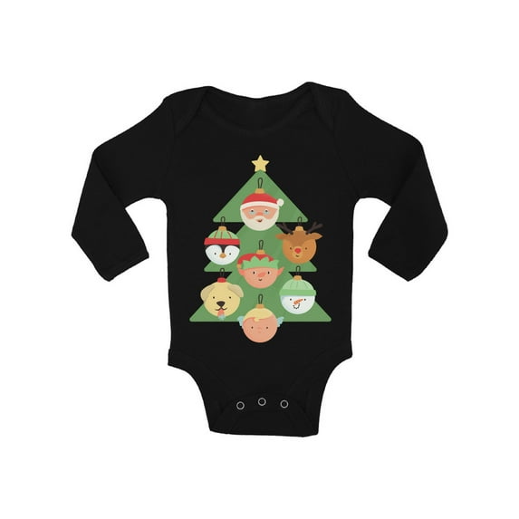 Christmas Tree Baby Long Sleeve Bodysuit Funny Xmas One Piece Top Baby Girls Baby Boys Santa Holidays Gifts