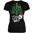 thumbnail image 1 of Christmas Tree Baby Skeleton Candy Cane Black Juniors Soft T-Shirt - Large, 1 of 1