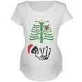 thumbnail image 1 of Christmas Tree Baby Skeleton Candy Cane White Maternity Soft T-Shirt - Large, 1 of 1