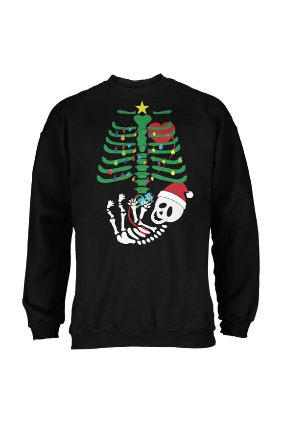 Christmas Tree Baby Skeleton Robot Black Adult Sweatshirt - X-Large