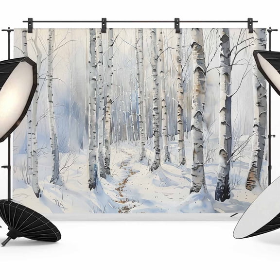 Christmas Tree Backdrop for Photography, Fabric Photo Background Backdrop, White Winter Xmas Snowflake Photo Booth Background for Portrait Photoshoot Video Wedding Studio Decoration Banner 7x5ft