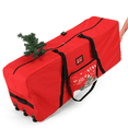 thumbnail image 1 of Christmas Tree Bag Patterned 9 FT Xmas Tree Storage Bag with 3 Rollers, Extra Pocket, Buckles and Handles Red, 1 of 10