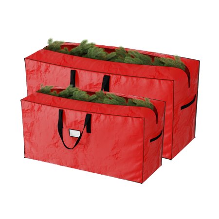 Christmas Tree Storage Bags-Set of 2-For 7.5-16 Ft Artificial Trees-Protect Holiday Decorations Inflatables from Moisture & Damage by Elf Stor (Red)