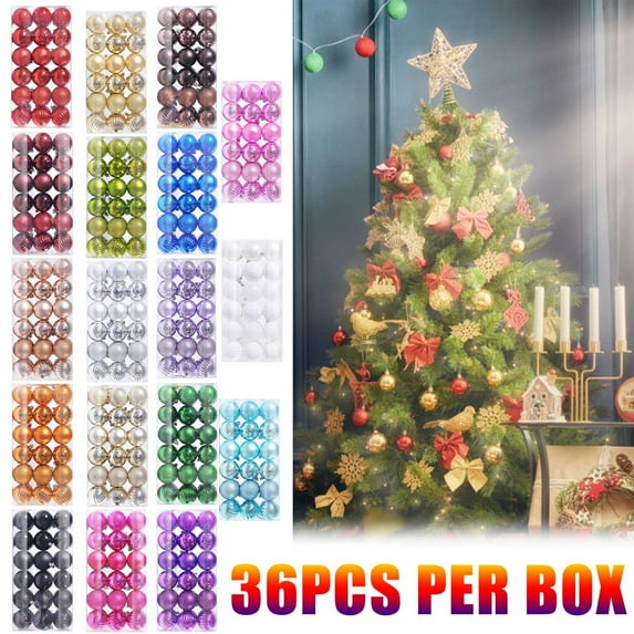 Christmas Tree Ball Decorations 36 Pcs Hanging Ball for Indoor and Outdoor Happy Time Christmas Decor Xmas Drcorations Outside Christmas Tree Ball Ornaments Wine