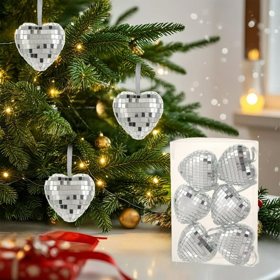 Christmas Tree Ball Ornament | 7-Inch Pink Silver Gold Hanging Decorations | Holiday Party Stage Photography Prop | 1-Pack Foam Mirror Ball