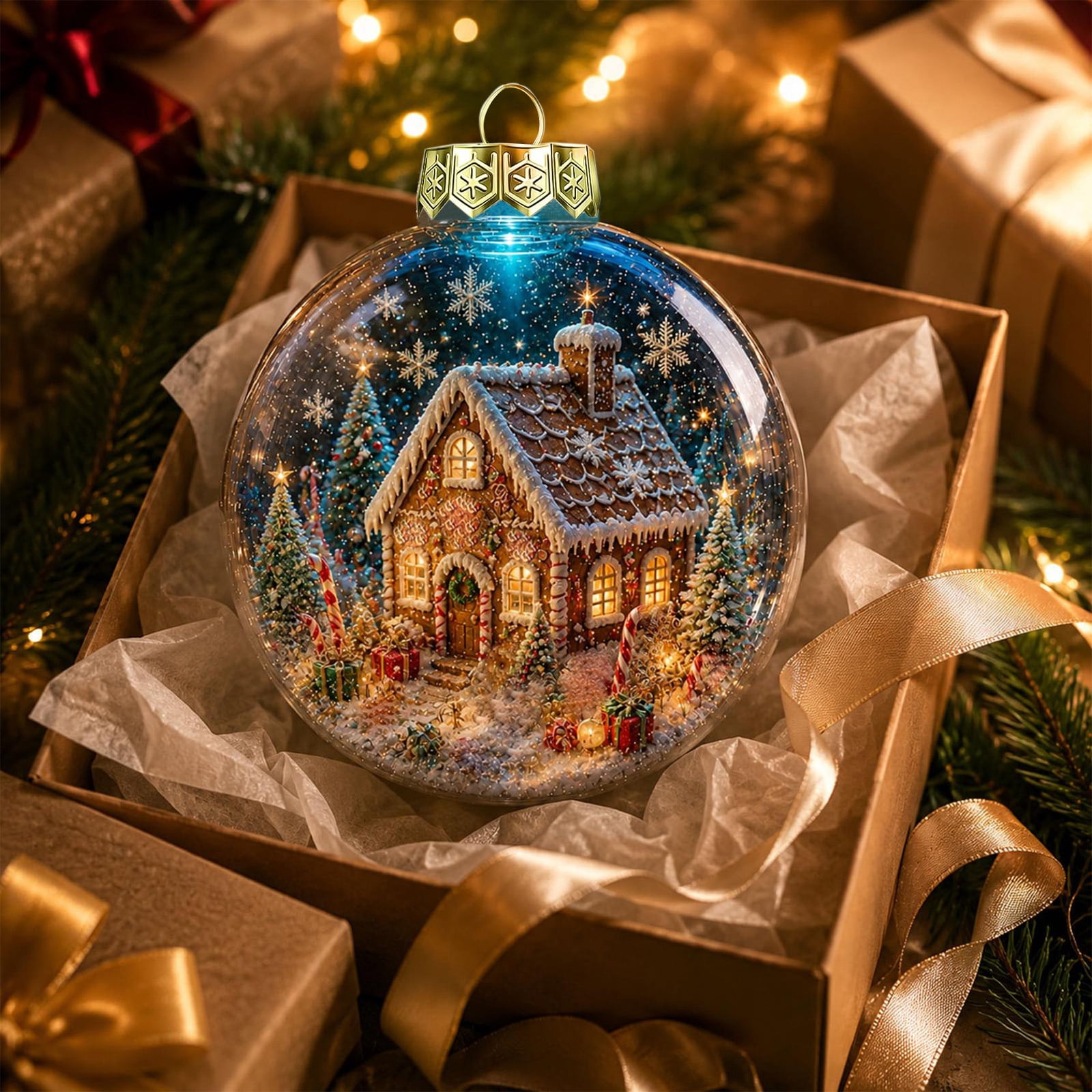 Christmas Tree Ball Ornament with a Built-In Light, Round Hanging ...