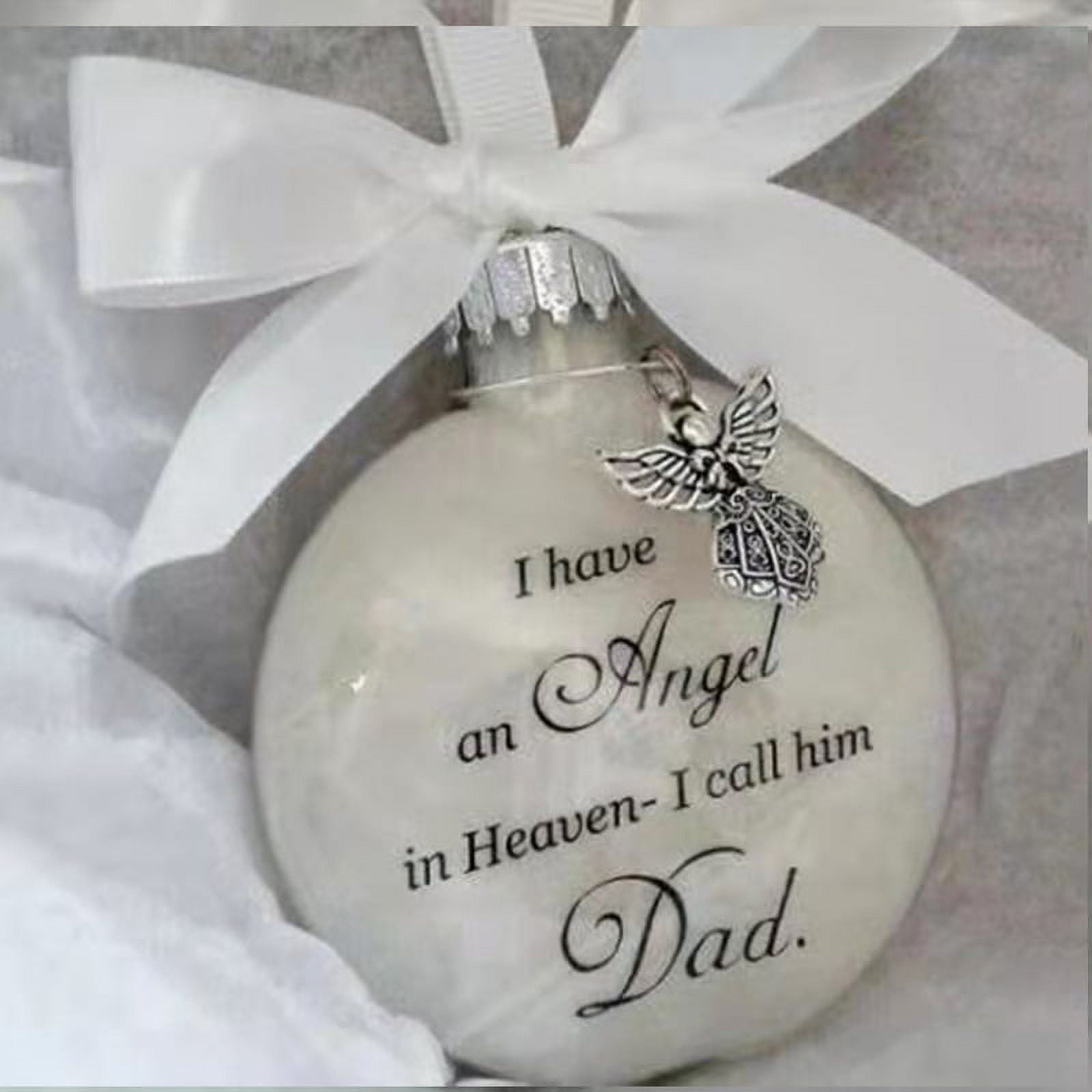 Christmas Tree Ball Ornaments Clear Feather Ball Angel Memorial Ornament I Have an Angel in Heaven I Call Her Mom - Family Memorial Loss of Loved One Hanging Pendant Xmas Tree Décor