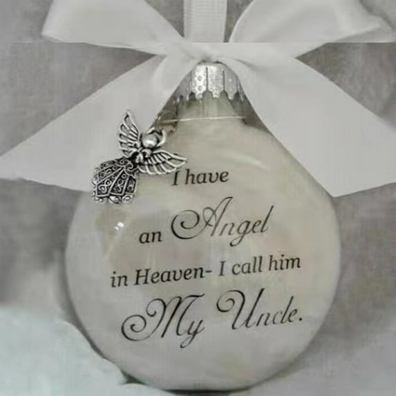 Christmas Tree Ball Ornaments Clear Feather Ball Angel Memorial Ornament I Have an Angel in Heaven I Call Her Mom - Family Memorial Loss of Loved One Hanging Pendant Xmas Tree Décor