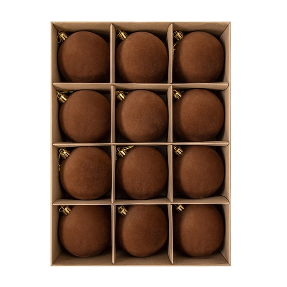 Christmas Tree Ball Ornaments Set Flocked Velvet Round Baubles 2.4 Inch 12 Pack Hanging Balls for Holiday Season Home Party and Christmas Tree Decorations