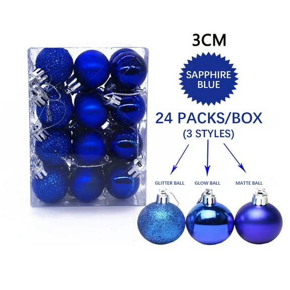 Christmas Tree Ball Pendant Decorative Shatterproof Christmas Baubles Balls Hanging Ornaments 3 Style Metalic Luster Matte And Sequin Set Pack Of 24 Pcs