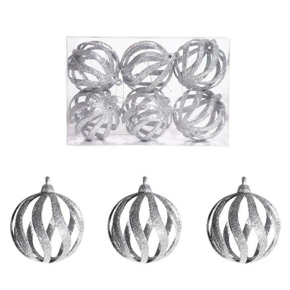 Christmas Tree Ball Sets 6PCS 6cm Gold Glitter Wave Hollow Christmas Ornaments Set Christmas Gifts Christmas Holiday Party Decoration Christmas Gifts