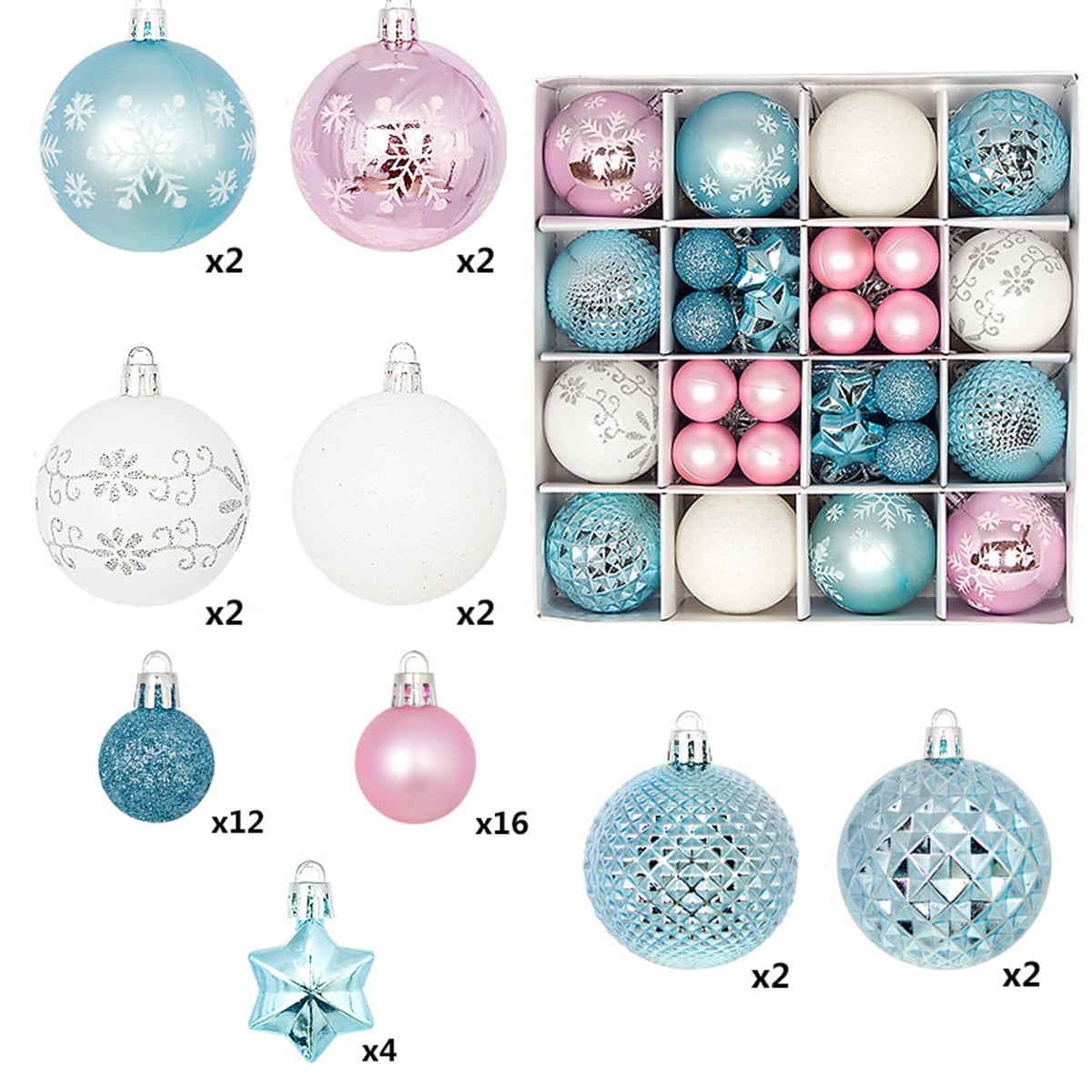 Christmas Tree Balls 44pcs 6cm Christmas Ball Multicolor Ball