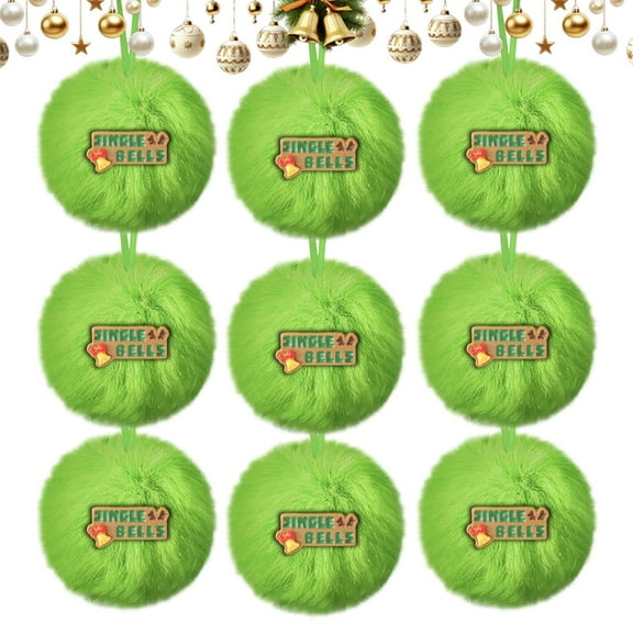 Christmas Tree Balls Hanging Decorations, 2.4" Cute Green Plush Christmas Balls Ornaments, Exquisite Xmas Tree Pendants Balls, Creative Christmas Balls Decorations for Home Party