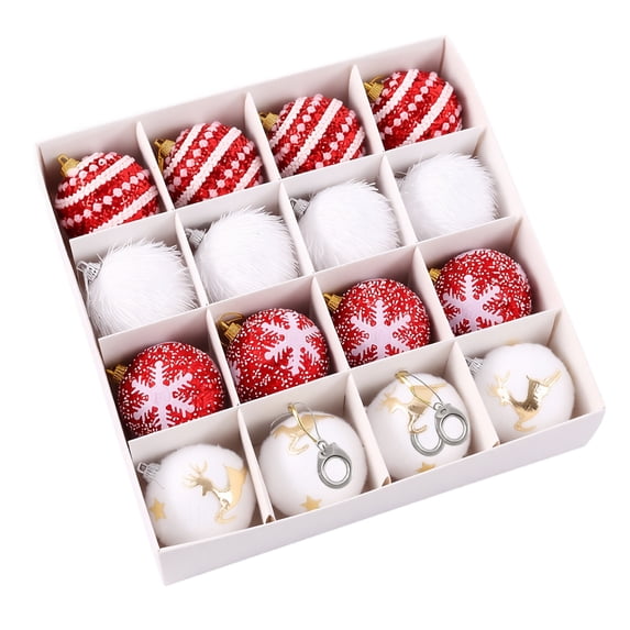 Christmas Tree Balls Red White and Gold Assorted Hanging 2.4 Inch 16 Pack Christmas Tree Ornaments for Holiday Season Indoor Party Home Decor