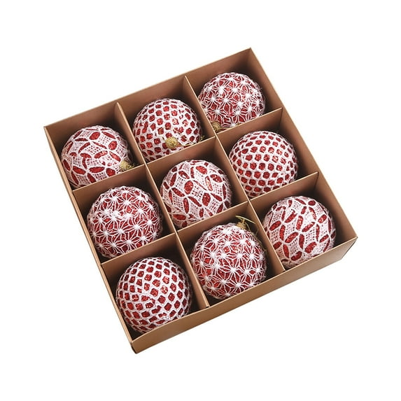 Christmas Tree Balls, Xmas Baubles, Shatterproof Hanging Ornaments Set of 9, 3 Colors Red White Beige, Durable Plastic Decorative Balls for Holiday Party Home Decor