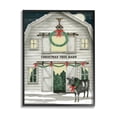 thumbnail image 1 of Christmas Tree Barn Rural Countryside Holiday Graphic Art Black Framed Art Print Wall Art, 1 of 7