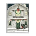 thumbnail image 1 of Christmas Tree Barn Rural Countryside Holiday Graphic Art Gray Framed Art Print Wall Art, 1 of 7