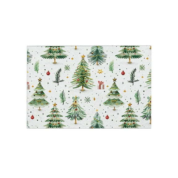 Christmas Tree Bath Mat Colorful Xmas Trees Gift Boxes Snow Snowflake Cartoon Winter Holiday Festival Teens Bath Rugs for Bathroom Kitchen,15.7x23.6 Inch