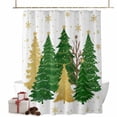 thumbnail image 1 of Christmas Tree Bathroom Shower Curtain Winter Snowflakes Green Gold Tree Stars Waterproof Washable Shower Curtains for Bathtub Bath Decor with Grommets and Hook 54 X 78 Inch, 1 of 8