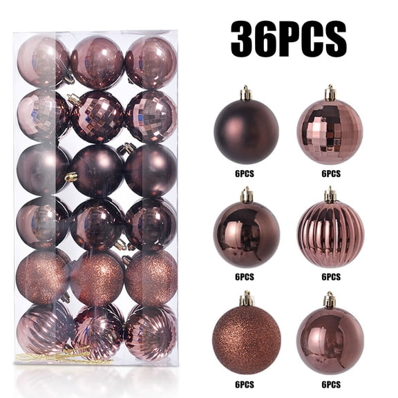 Christmas Tree Baubles 36Pcs, Rvkxad 3cm Plastic Glitter Christmas Ball Ornaments, Shatterproof Hanging Decor for Tree Party Home Wedding Centerpiece