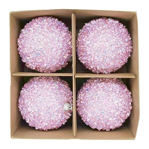 Christmas Tree Baubles, Hanging Ornament Decor, Ball Decorations, for Home Party, Hotel Restaurant Display, Holiday Tree Branches | Pink KTFgvq