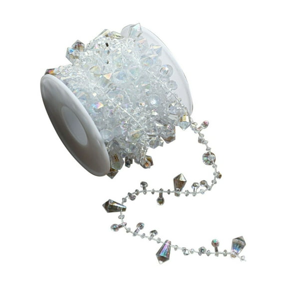 Christmas Tree Beads Garland Decoration,196.85'' Silvery Clear Pearl Strands Chain for Christmas Tree Decor,Fireplace Mantle Mantel Crafts and Holiday Décor