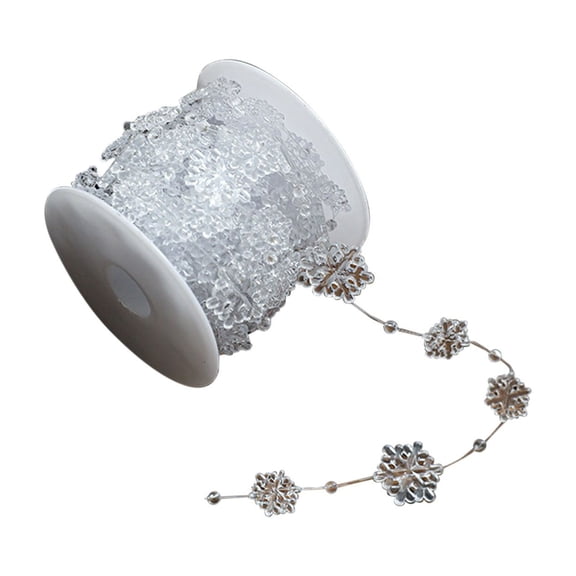 Christmas Tree Beads Garland Decoration,196.85'' Silvery Clear Pearl Strands Chain for Christmas Tree Decor,Fireplace Mantle Mantel Crafts and Holiday Décor
