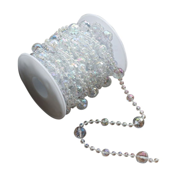 Christmas Tree Beads Garland Decoration,196.85'' Silvery Clear Pearl Strands Chain for Christmas Tree Decor,Fireplace Mantle Mantel Crafts and Holiday Décor