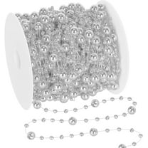 Christmas Tree Beads Garland Decorations -NOGIS 98.4Ft Strands Chain Pearls Beads String for DIY Christmas Tree Wreath, Xmas Decor Beaded Garlands for Wedding Holiday Party Gift (Silver)