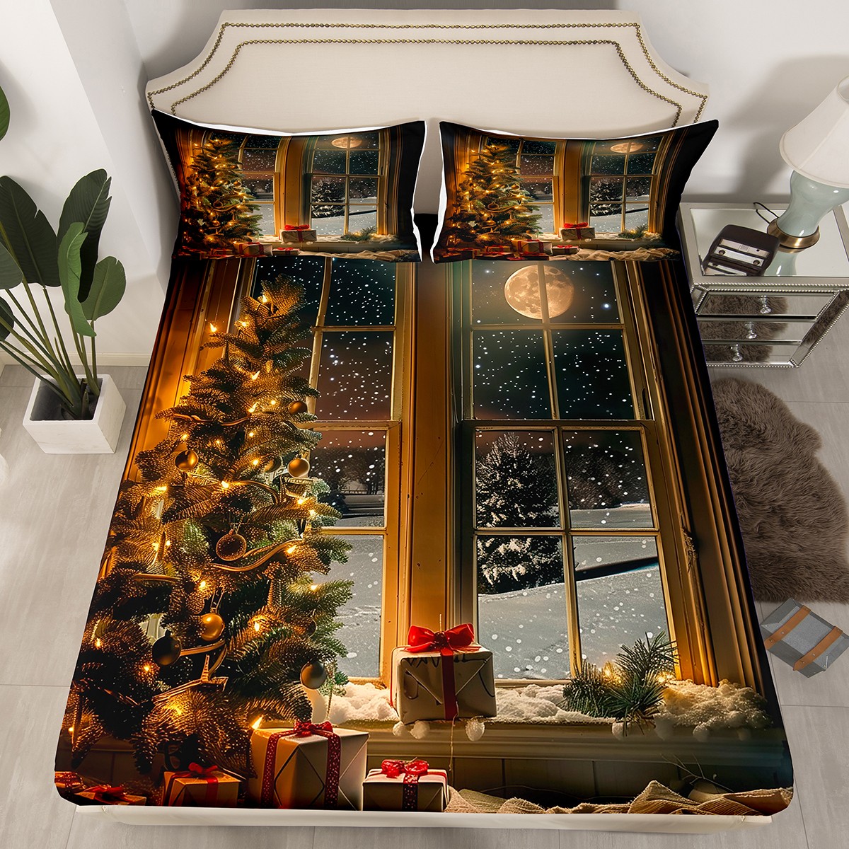 Christmas Tree Bed Sheets for Boys Girls Kids Christmas Decorations