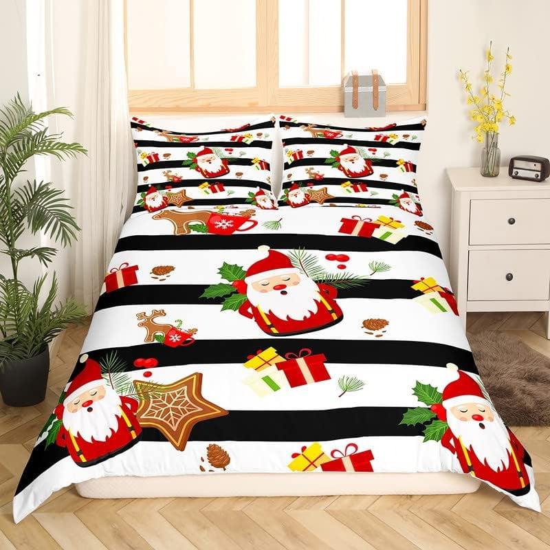 Christmas Tree Bedding Set Kids Santa Claus Comforter Cover Set Girls Snowflake Duvet Cover