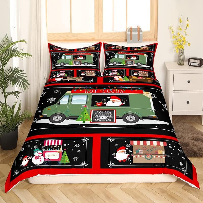 Christmas Tree Bedding Set Kids Santa Claus Comforter Cover Set Girls Snowflake Duvet Cover