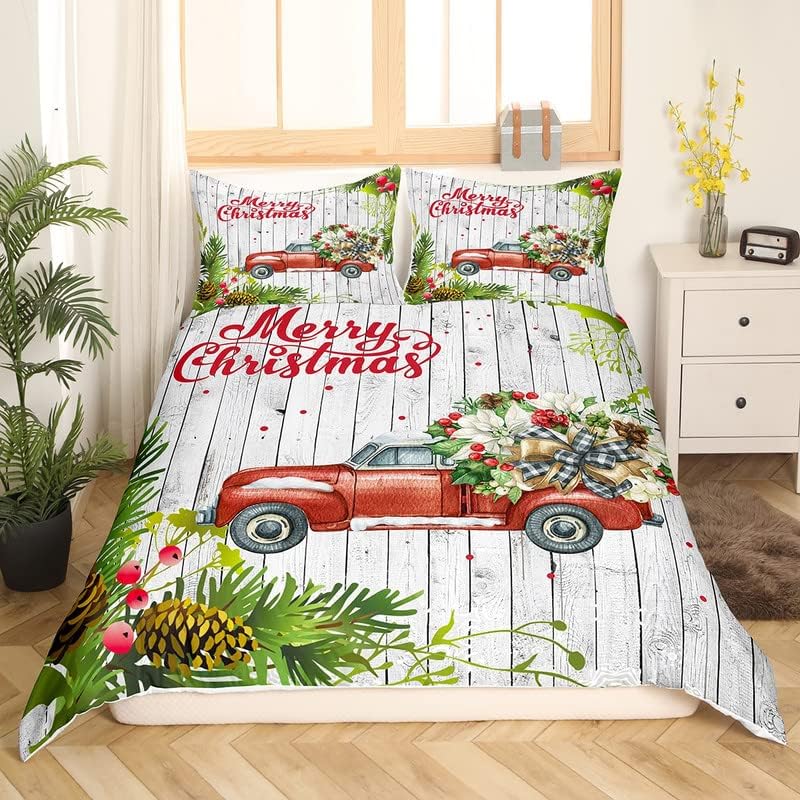 Christmas Tree Bedding Set Kids Santa Claus Comforter Cover Set Girls Snowflake Duvet Cover
