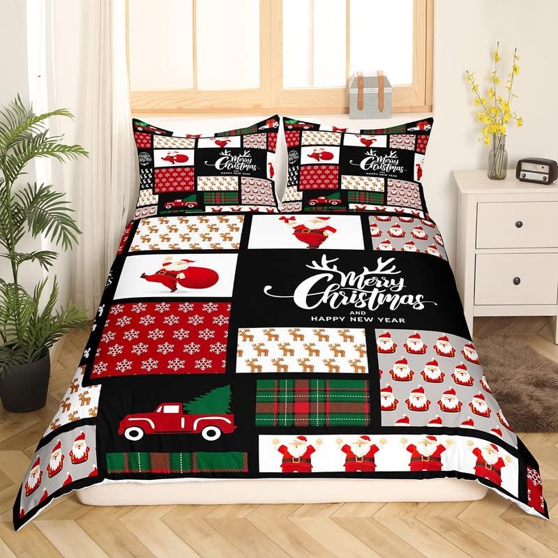 Christmas Tree Bedding Set Kids Santa Claus Comforter Cover Set Girls Snowflake Duvet Cover