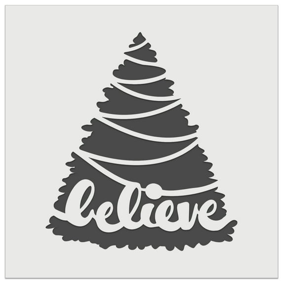 Christmas Tree Believe DIY Cookie Wall Craft Stencil - 4.5 Inch