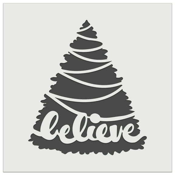 Christmas Tree Believe DIY Cookie Wall Craft Stencil - 4.5 Inch