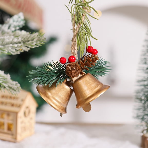 Christmas Tree Bells Bauble, Christmas Jingle Bells Ornament, Christmas Jingle Decor Colorful Craft, Holiday Sleigh House Hanging Ornaments, Metal Bell with Cutouts for Holiday Decoration
