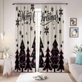 thumbnail image 1 of Christmas Tree Black Blackout Curtains for Bedroom/Living Room, Pinch Pleated Black Out Curtains, Merry Xmas Snowflakes Rustic Vintage Room Darkening Window Drapes with Hooks 2 Panels, 59"x70", 1 of 8