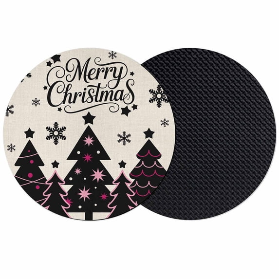 Christmas Tree Black Coasters Set of 2, Absorbent Coasters for Drinks, Merry Xmas Snowflakes Rustic Vintage Coaster for Desk Coffee Table Protection, Home Decor House Warming Gifts 4"