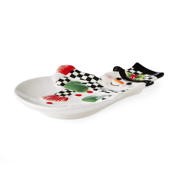 Christmas Tree - Black and White Figural Collection Snowman Dish
